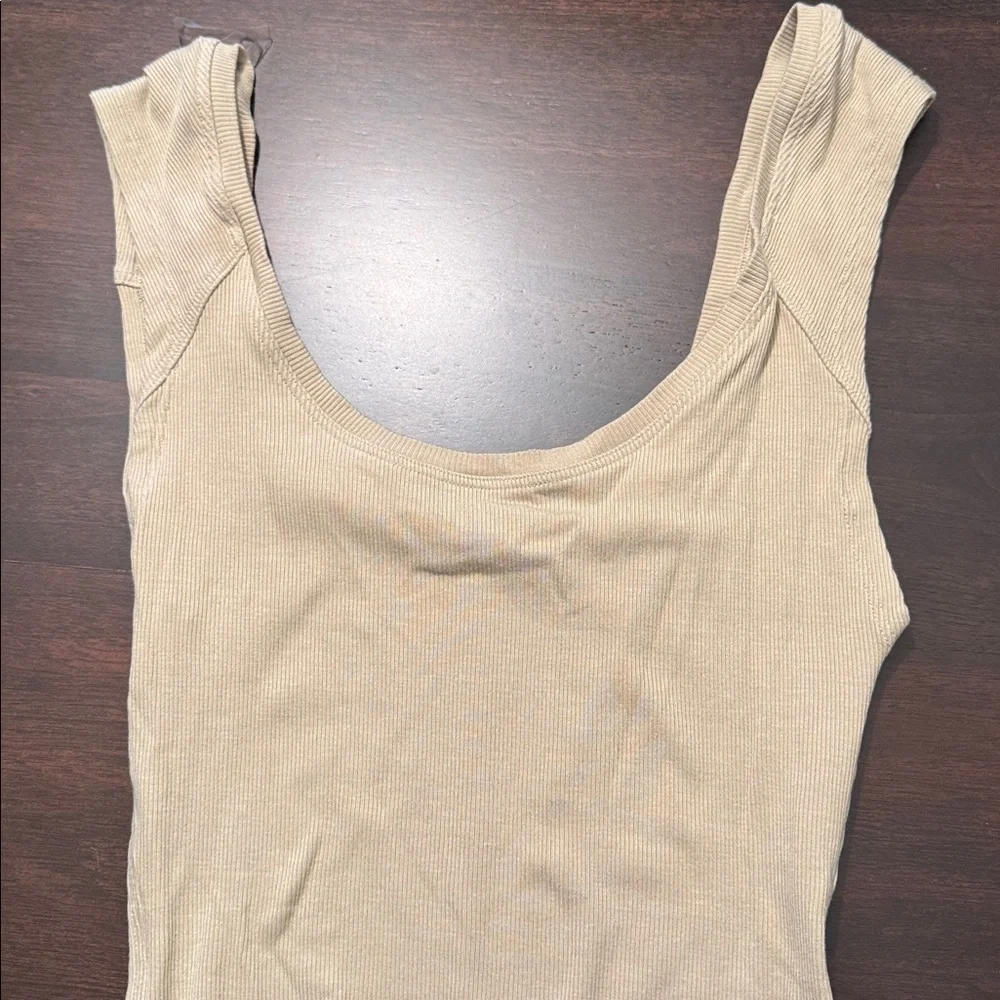 LULULEMON Tan Ribbed Bodysuit 4/XS